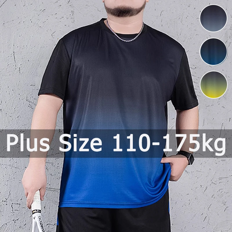 

Men's Popular T-shirt Big Size 6XL/7XL 110-175KG Fashion Gradient Loose Short Sleeve Round Collar Tees Summer Oversized Tops