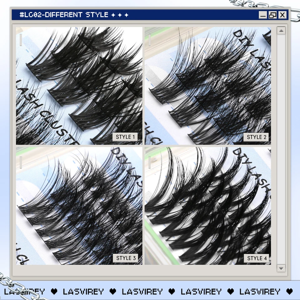 Lasvirey Kit de Rizos de Pestañas DIY Esponjosos 4 en 1 Juego Completo Individual Extensión de Pestañas con Pegamento y Sellador 5
