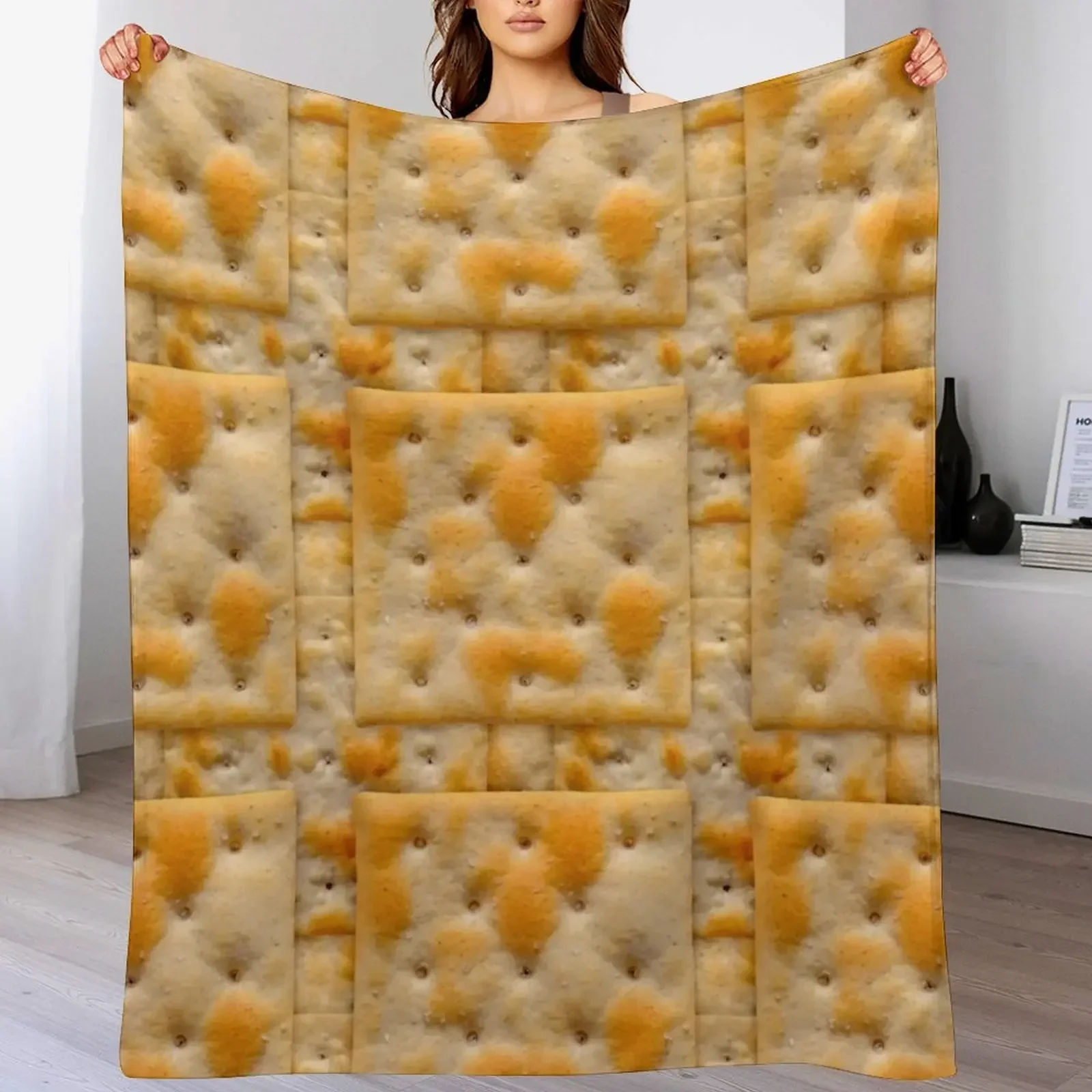 

Salted Soda Crackers Food Photo Pattern Throw Blanket Warm Cozy Throw Blanket for Living Room Couch