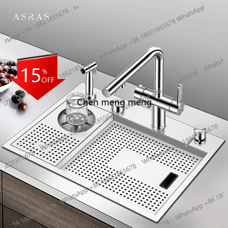 A139 Island Hidden kitchen Sink 304 Stainless Steel 4mm Thickness Handmade Brushed Sink High Pressure Cup Washer kitchen Sinks