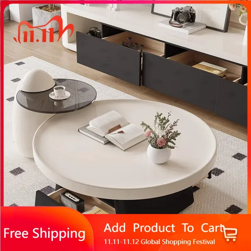 

Organizer Round Coffee Table Luxury Nordic Minimalist Modern Coffee Tables Glamour Simple Ergonomic Mesa Centro Unique Furniture