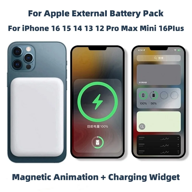 Nuevo banco de energía magnético de 10000mAh para Apple, batería auxiliar externa, cargador inalámbrico portátil para iPhone tipo C