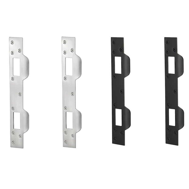 

Door Strike Plate Double Holes, Heavy-Duty Latch Reinforcement Plate For Door Handle And Deadbolt (2Pcs, Black) Durable