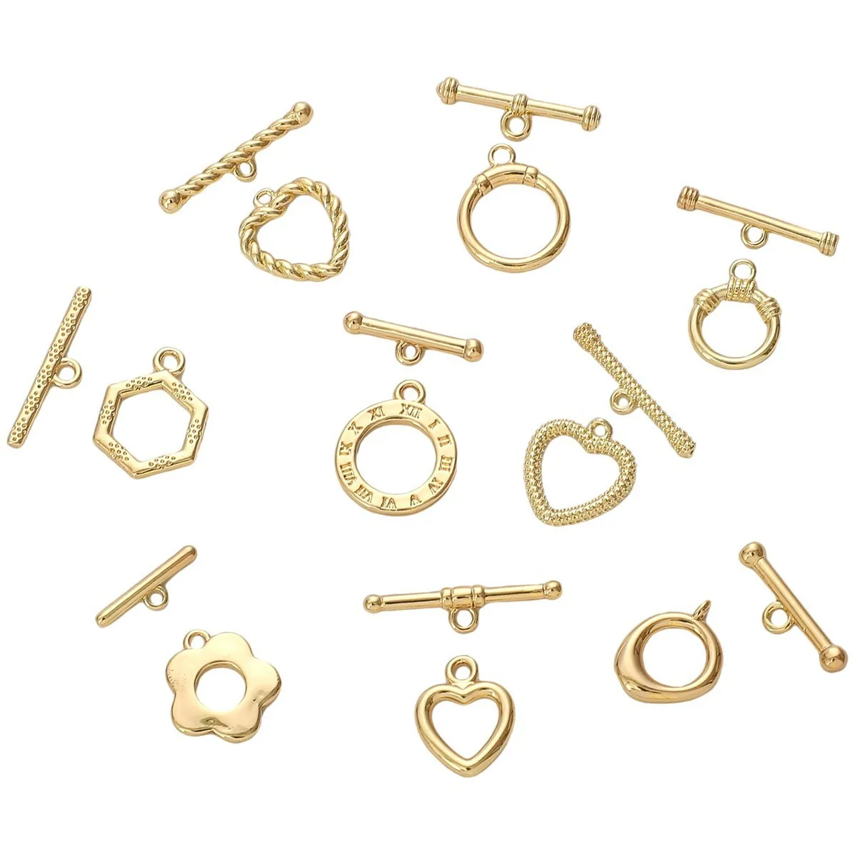 2Set 14K Gold Plated Brass Bracelets O Toggle Clasps for DIY Handmade Necklaces Connector Jewelry Making Findings Accessories