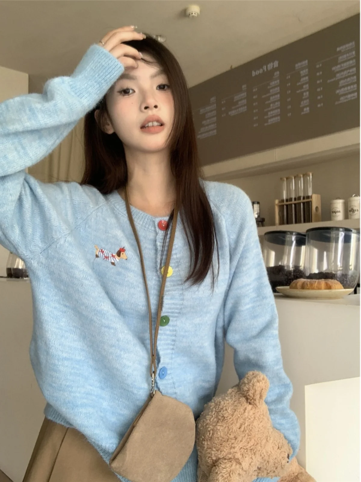 سترة محبوكة ناعمة مطرزة ملابس خارجية نسائية صيفية فضفاضة للتخسيس كاجوال محبوكة بزر واحد #1