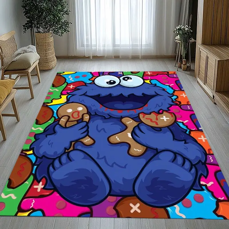 Vintage S-Sesame Street Elmo Cookie Monster Soft Non-Slip Large Area Rug for Living Room,Bedroom Carpet Mat for Sofa,Home Decor