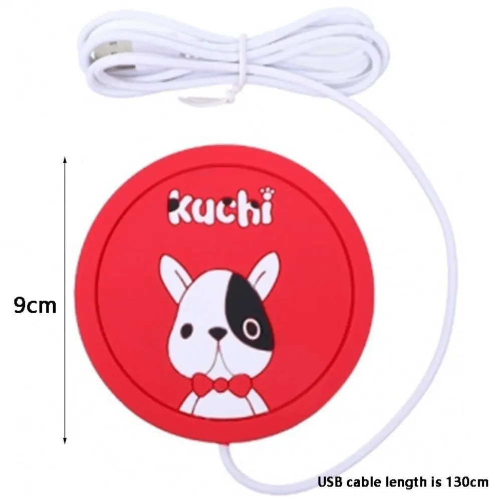 Useful Silicone USB Cup Warmer Pad Cartoon Animal Pattern Round Heating Cup Mat with USB Charging Cable Coaster Coffee