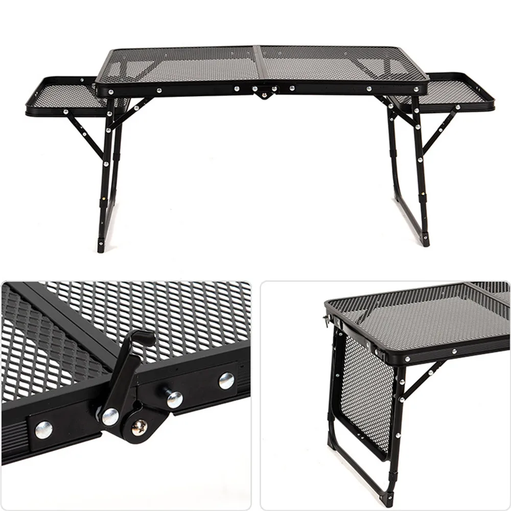 Camping Table Iron Mesh Folding Table Portable Outdoor Camping With Lifting Shelf Aluminium Alloy Dining Table