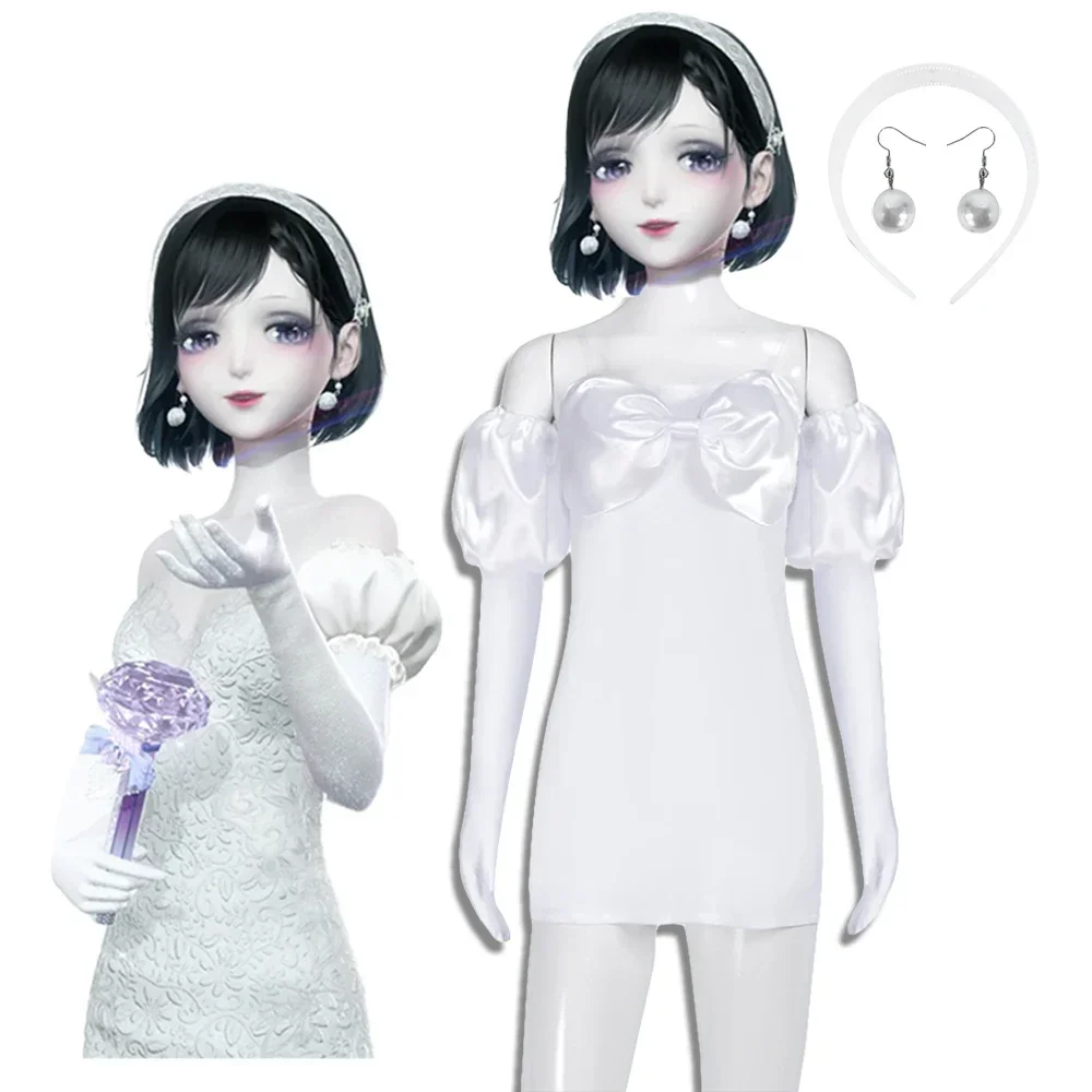 

Sua Cosplay Anime Alien scène Costume robe blanche chapeaux boucles d'oreilles scène complète jupe Halloween robe pour