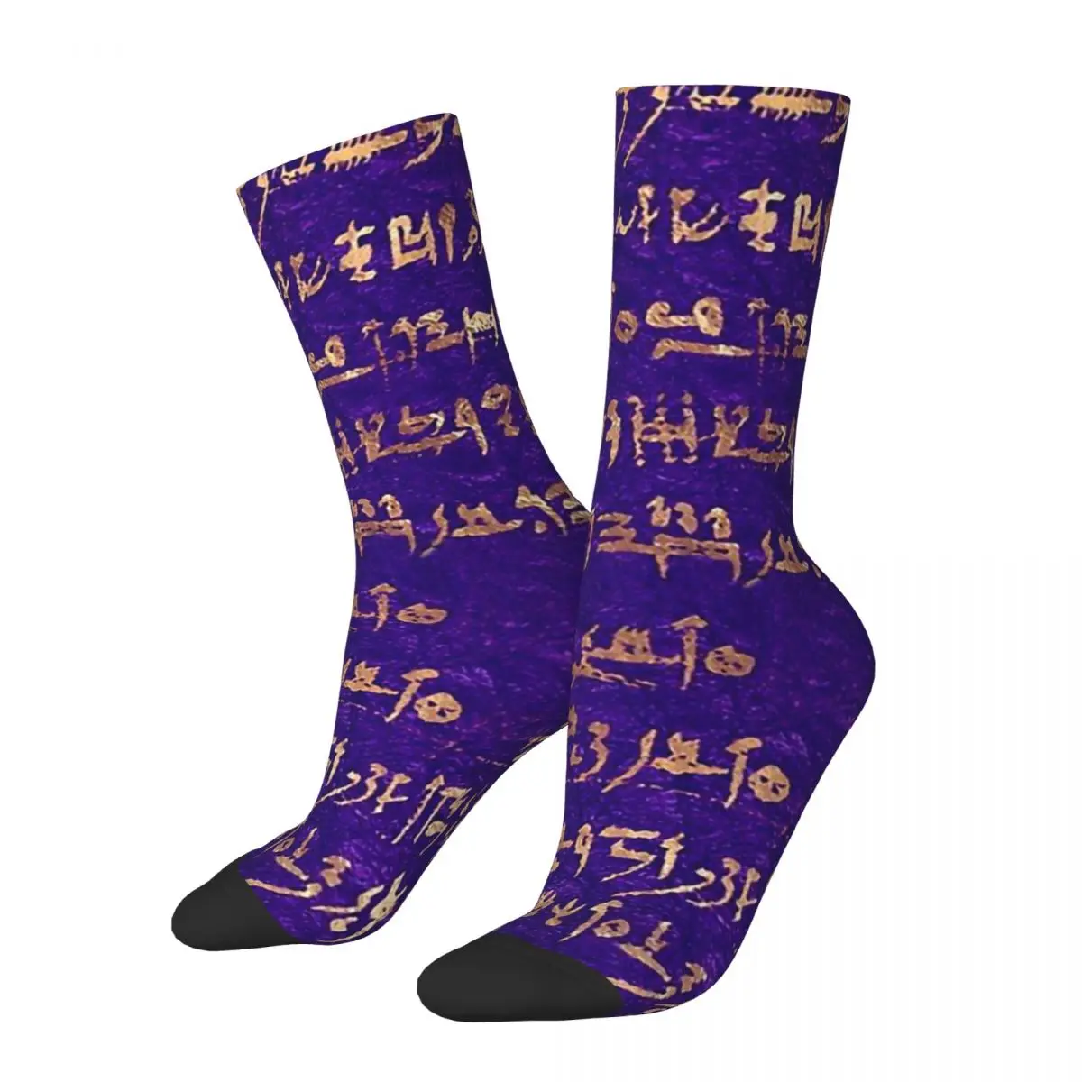 Happy Men's Socks Vintage Hieroglyphic Symbols And Writings Ancient Egypt Egyptian Hip Hop Crazy Crew Sock Gift Pattern Printed