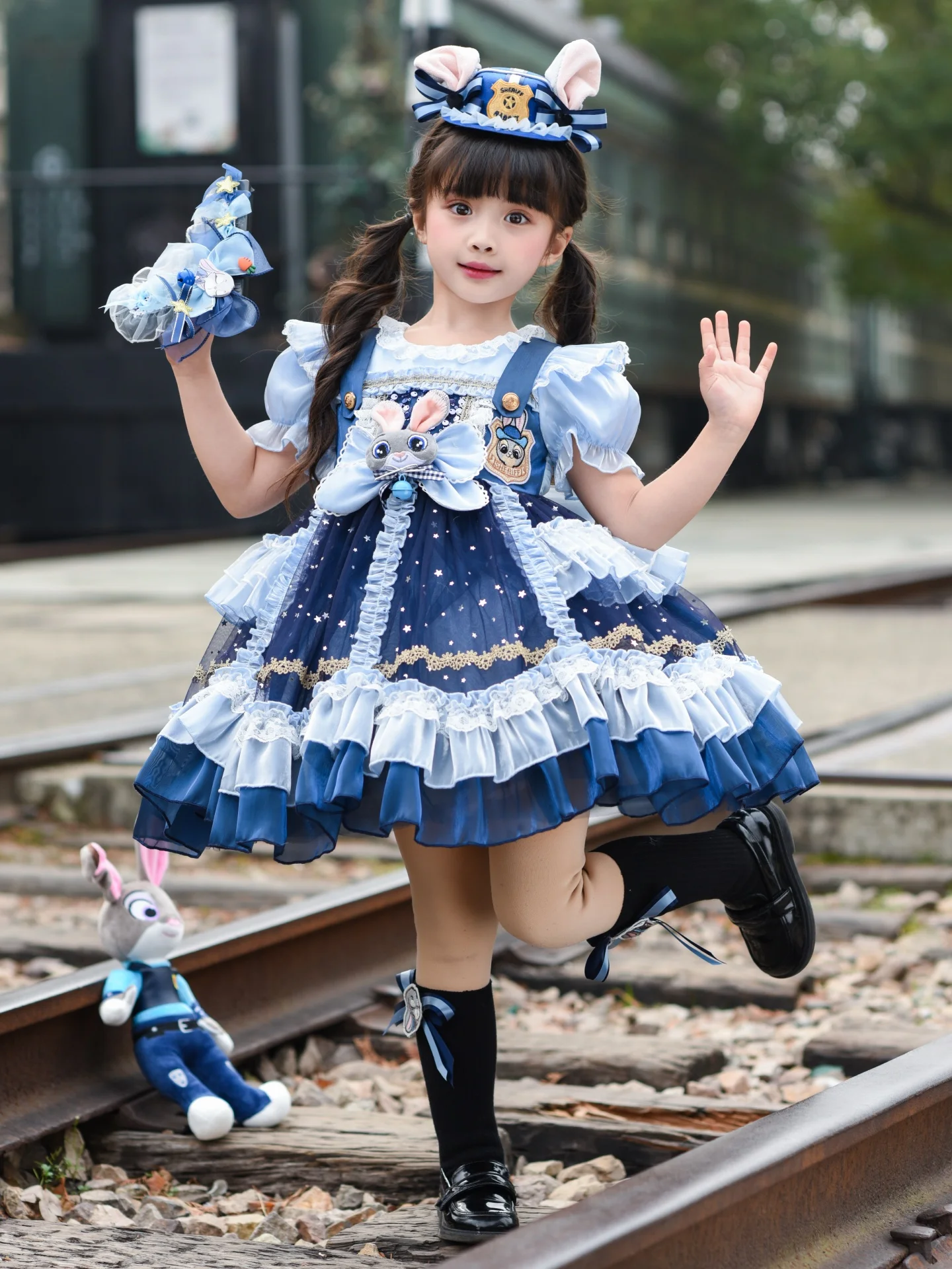 

Princess Style Birthday Girl's Dress Blue Bowknot Cake Skirt Children's Clothing Toddler Kids' Fashion Summer New Arrival
