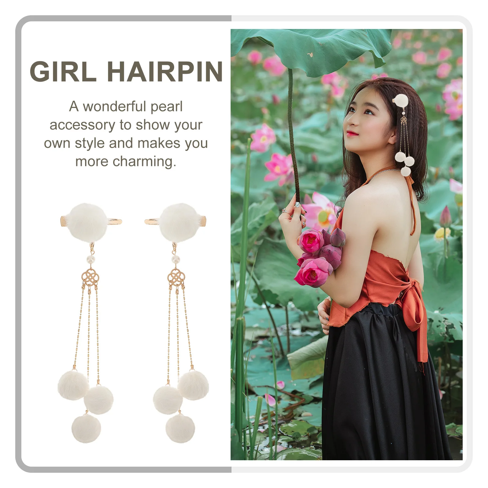 

1 Pair Tassel Side Hair Clip Elegant Alloy Hairpin Women Girls Fashion Accessory For Wedding Party Banquet Costume Event Daily