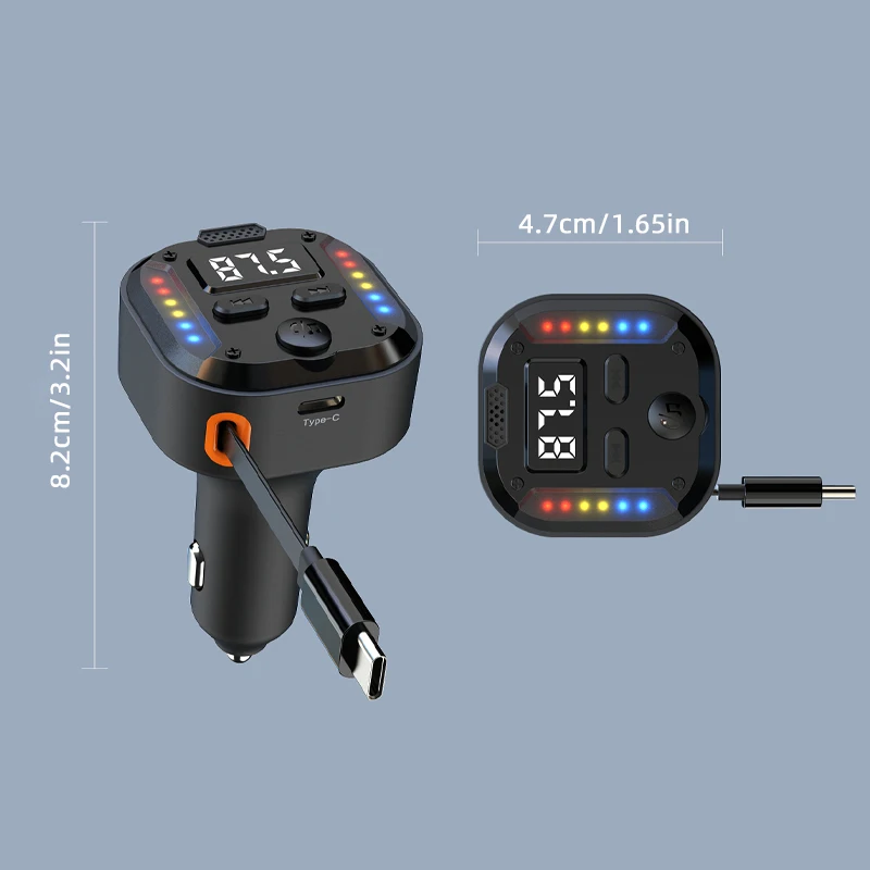 Bluetooth 5.3 FM Transmitter Handsfree Car AUX Radio Modulator MP3 Player with QC3.0 & PD30W Fast Charge Adapter Car Accessories