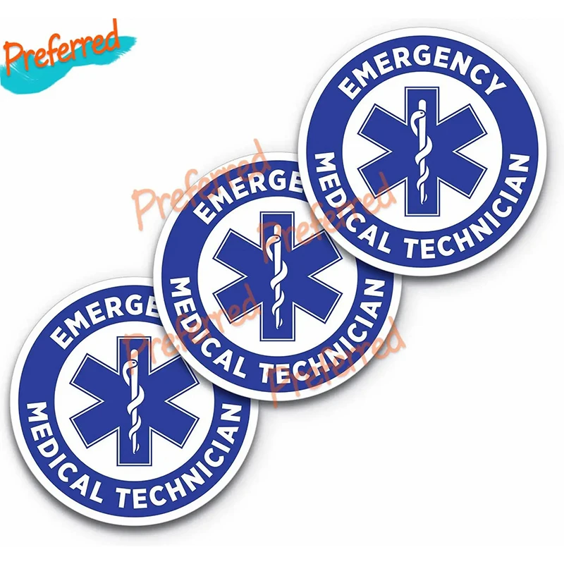 5x5 EMT Decal Bumper Stickers 3-Pack, 100% Waterproof, Emergency Medical Technician, EMT Car Decal, EMT Car Sticker Die Cutting
