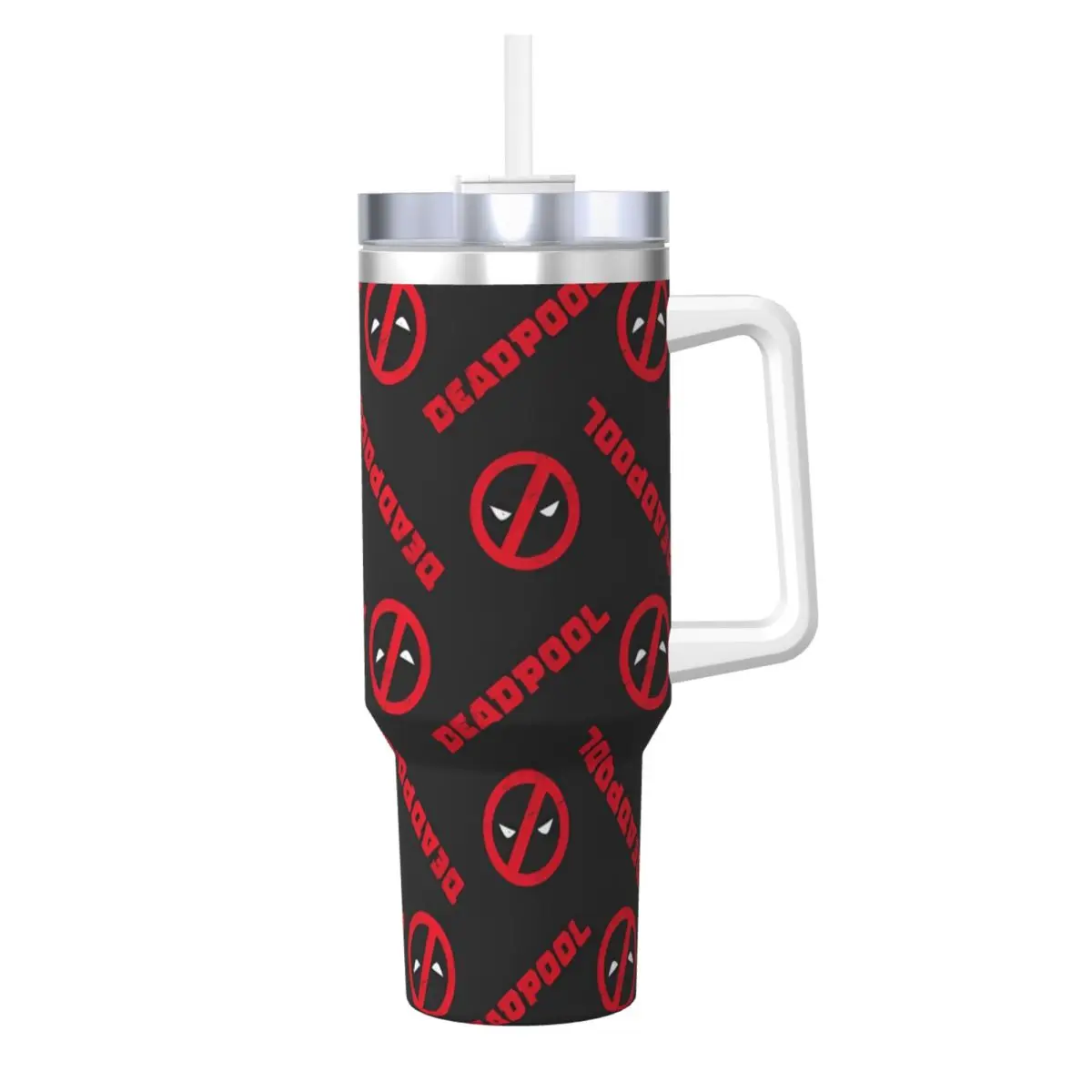 Stainless Steel Tumbler Deadpool Marvel Mugs Cup With Straws Travelist Cold Drink Water Bottle Leakproof 40oz Thermal Mug