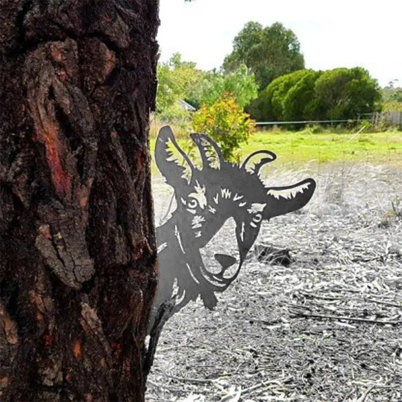تطل على البقرة الماعز الحيوان المعادن الفن الجدار الديكور لطيف مزرعة منحوتة صورة ظلية الجوف خارج تمثال مزرعة سياج حلية C5AD