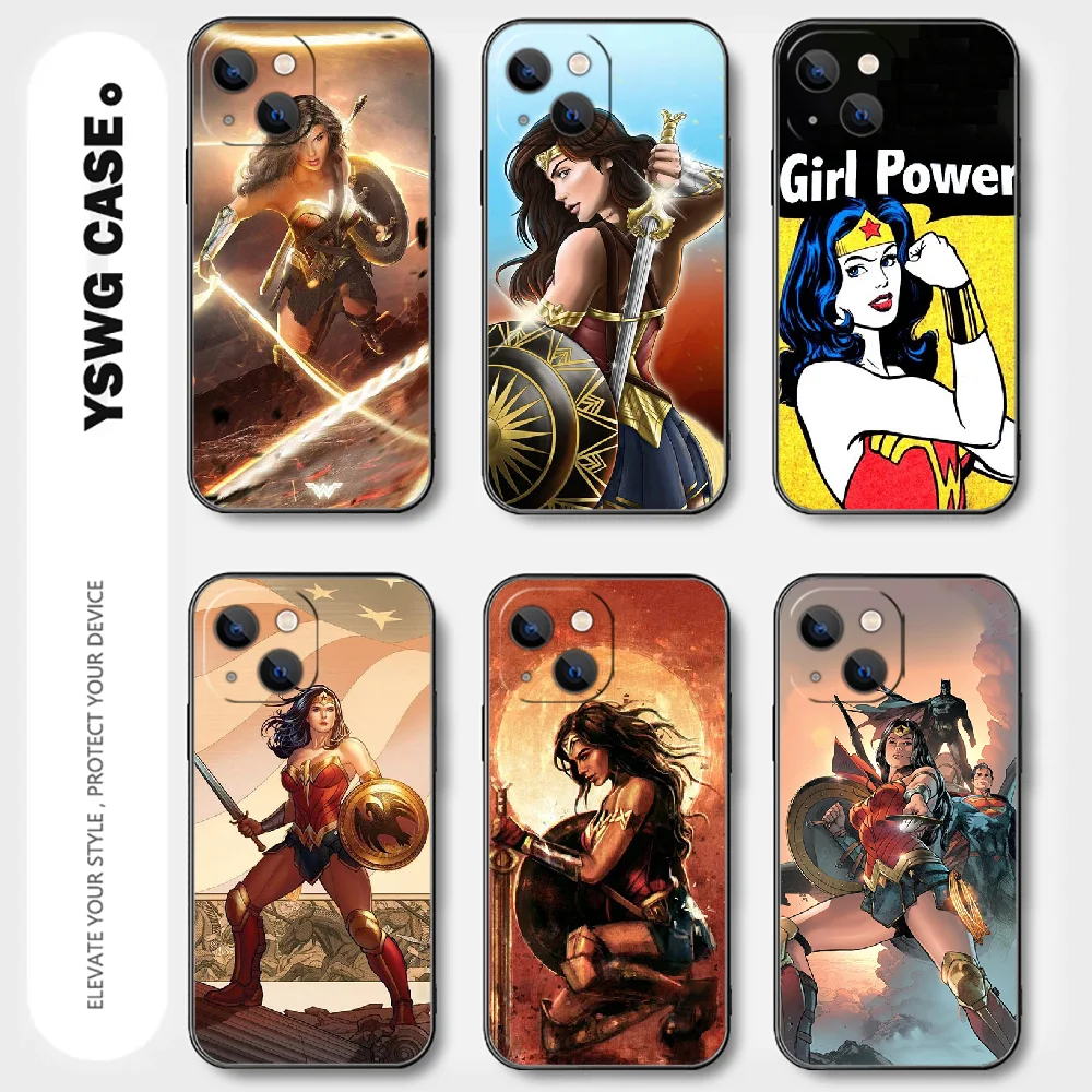 Wonder Woman Diana Phone Case For iPhone 15 14 13 12 11 8 Pro Max X XR XS Plus Mini Cover Black