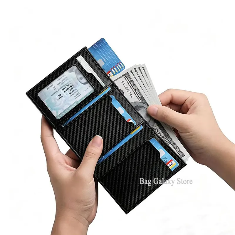 New Carbon Fiber Credit Card Holder Trifold Magnetic Anti-theft Wallet Aluminum Alloy Wallet for RFID Blocking