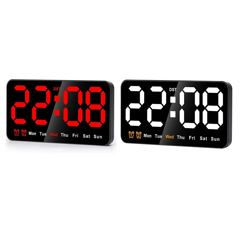 LEDデジタル壁時計,9インチ,大型ディスプレイ,12, 24時間,大きな数字,小,サイレント,耐久性,赤