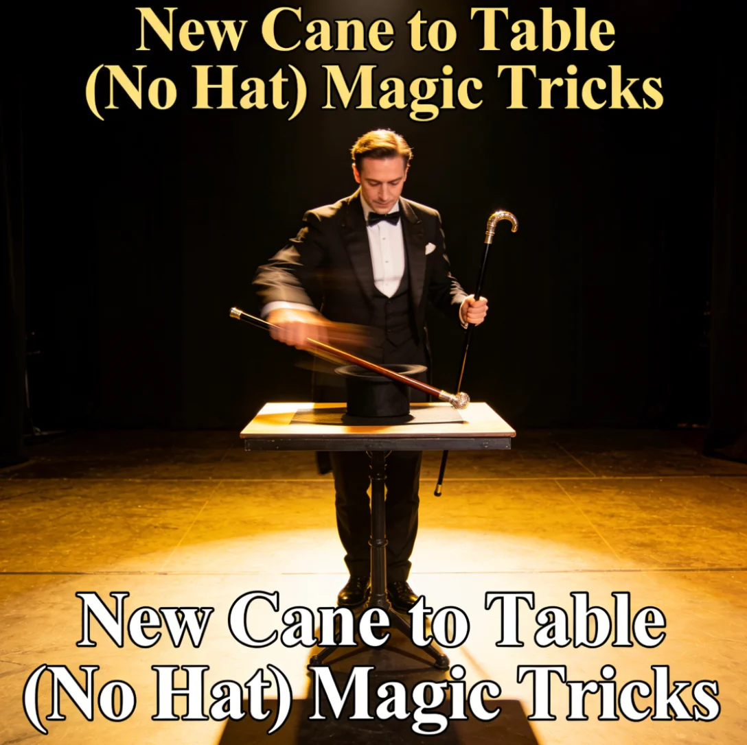 

New Cane to Table (No Hat) Magic Tricks Stick to Three Legged Stand Stage Street Show Magia Accessories Magician Props