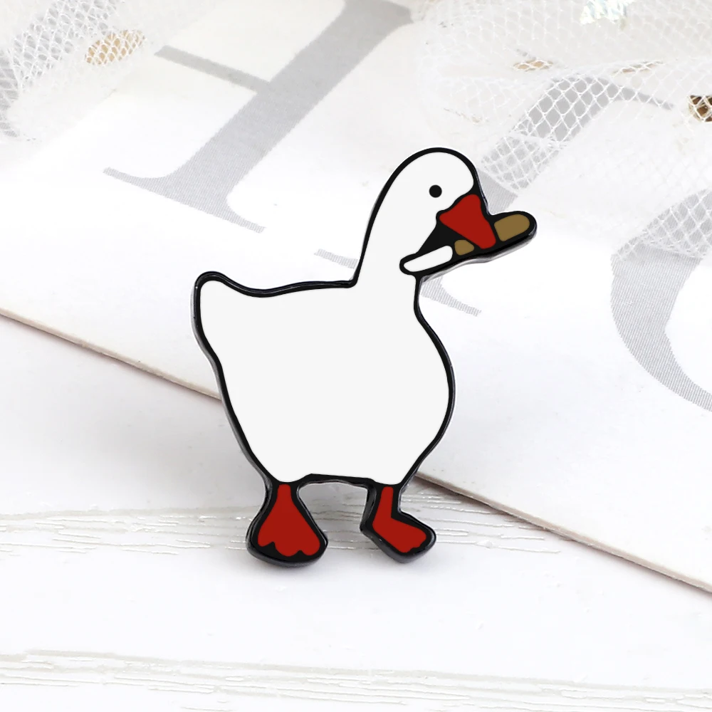 Cartoon Goose Enamel Pin Brooch Attacking Geese Skateboard Duck Clothes Lapel Pins Cute Animals Bag Badges Jewelry Gift for Kids