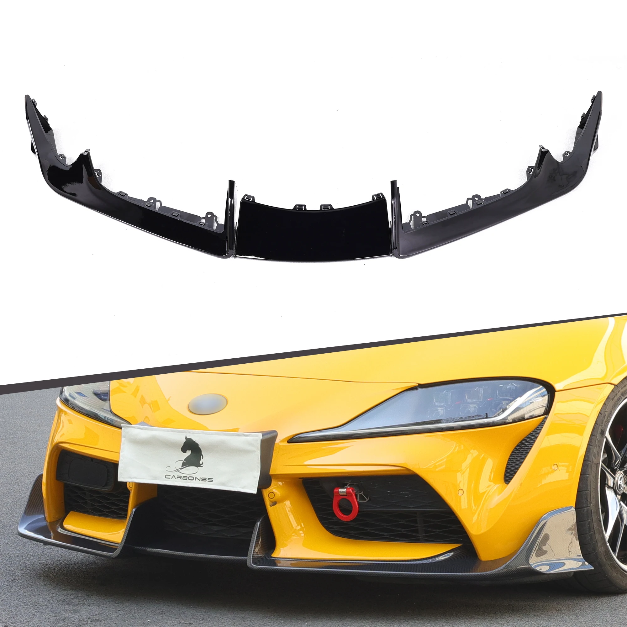 

Auto Body Kit Decoration Gloss Black ABS Front Bumper Lip 3-Piece for Supra A90 A91 MK5 2019+