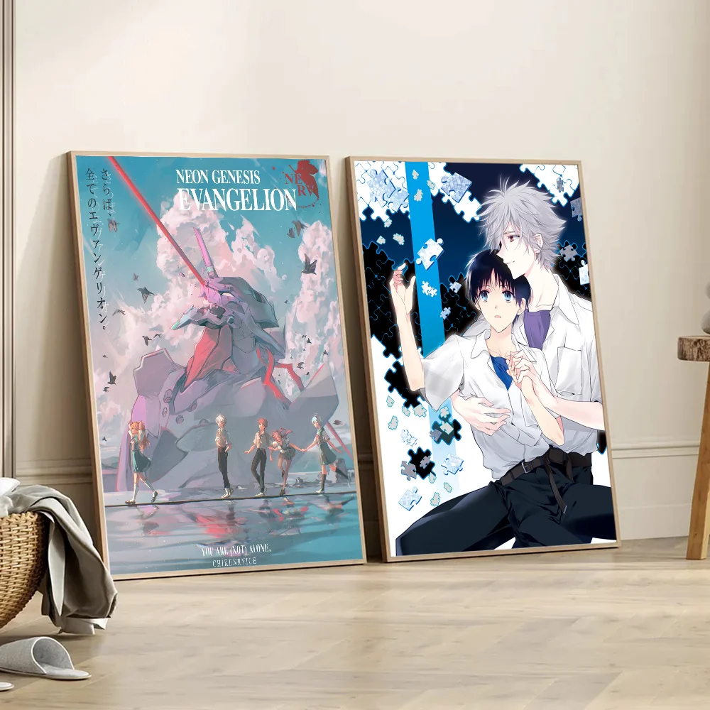 E-EvangelionS Nagisa Kaworu Poster Anime Posters Sticky Waterproof Paper Sticker Coffee House Bar Kawaii Room Decor