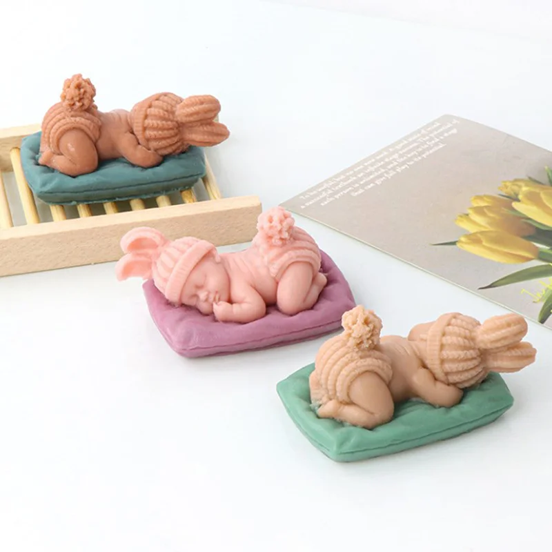 

3D Baby Sleeping Shape Silicone Mold Kitchen DIY Fondant Cake Baking Chocolate Mold Handmade Soap Candle Make ToolG