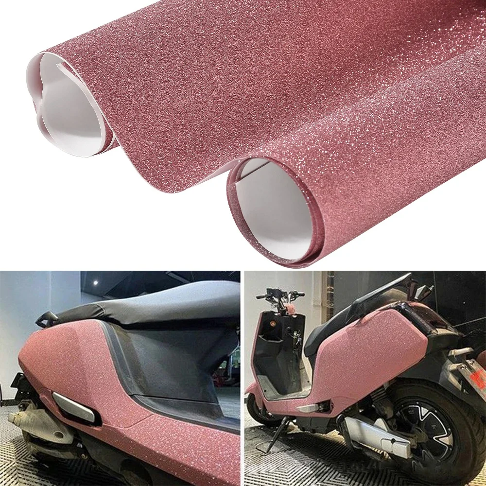 Super Diamond Pink/Silver/Black Vinyl Wrap Film Motorcycle Car Interior Decals Sheet Sparking Frosted Glitter Sticker 30cmX2m