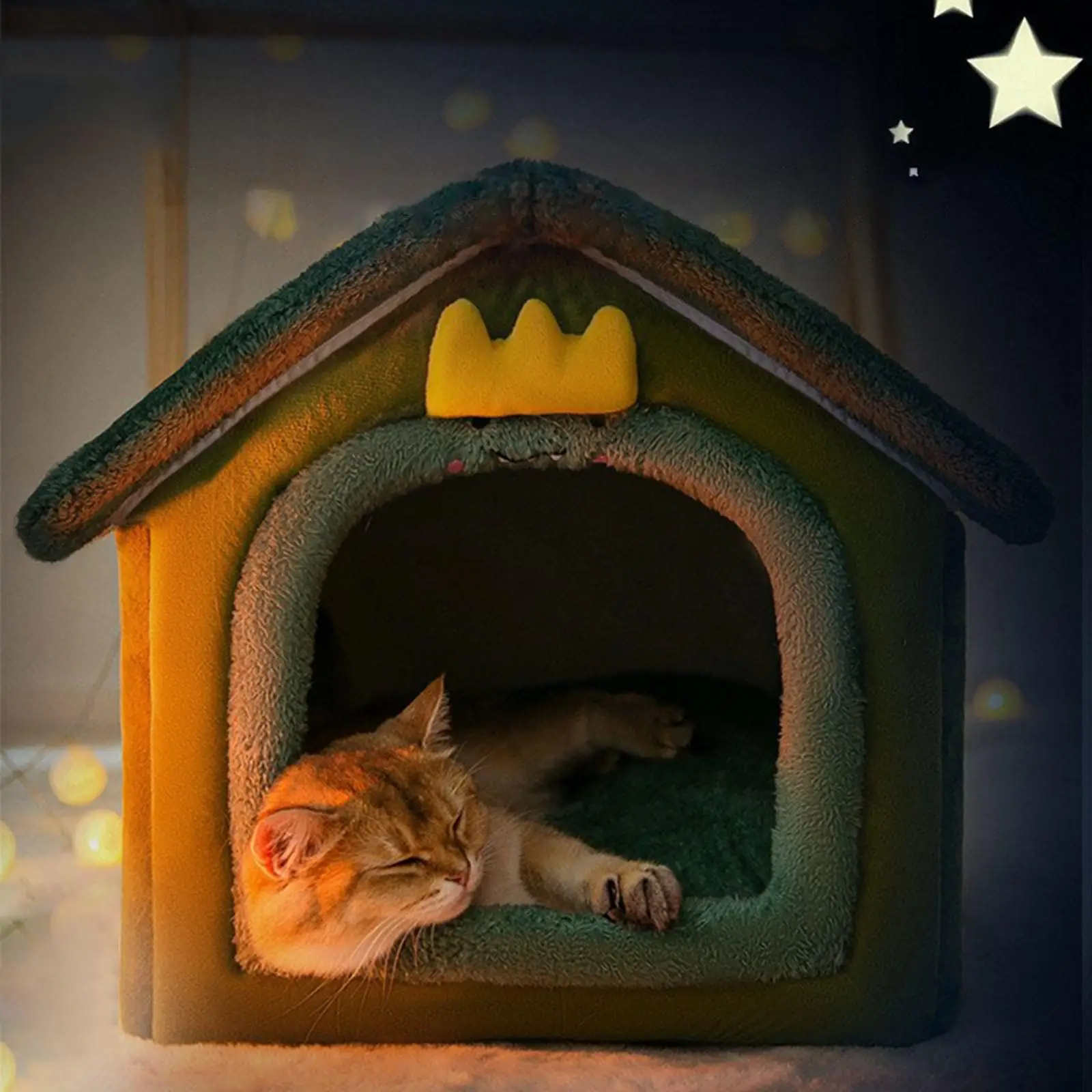 Cats Bed Sleeping House Warm Cats Cave Kitten Shelter Cat Tent Washable Cats Hut Comfortable Kennel Removable for Pet Supplies