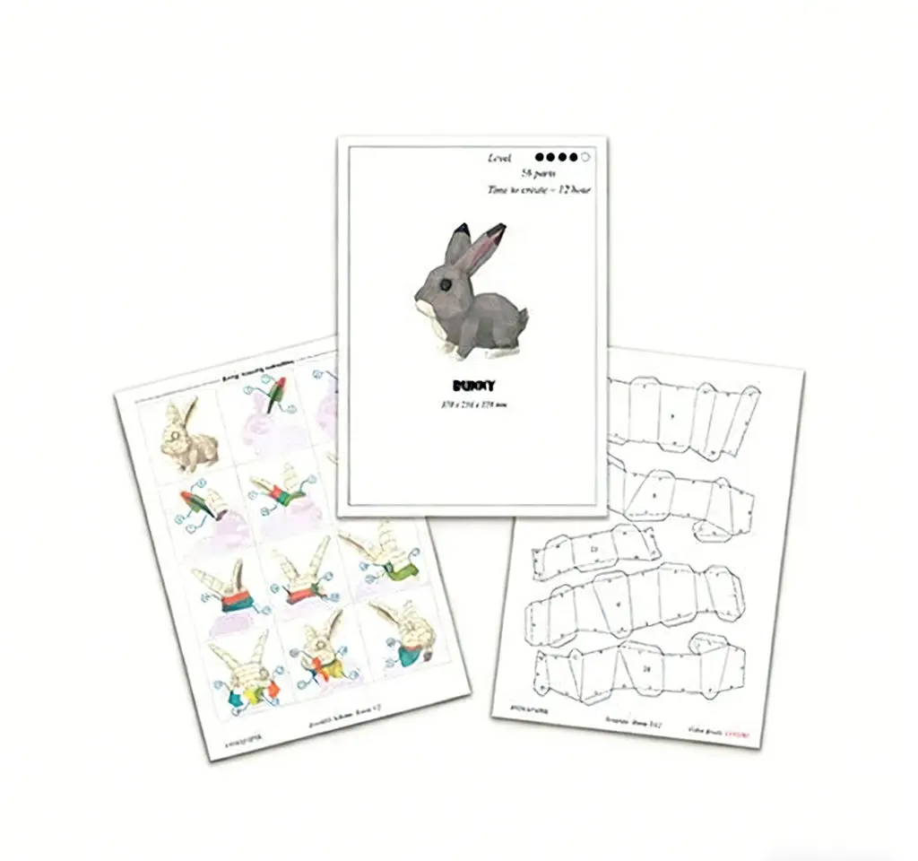 Kit de modèle en papier de lapin 3D DIY: artisanat en bois, Mini décor de scène, jouet éducatif créatif, décoration de maison Miniature