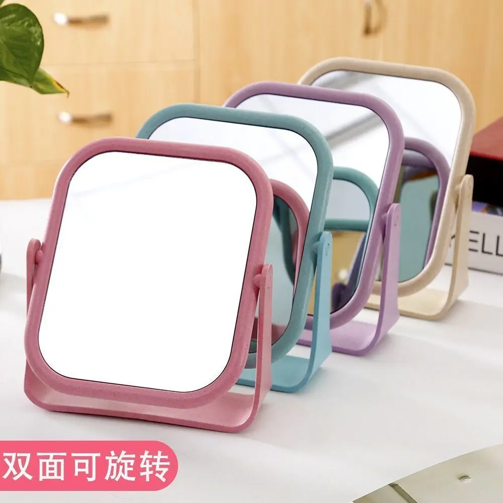 European Style Makeup Mirror Dual Side Rotating Desktop Vanity Mirror with Stand for Dorm