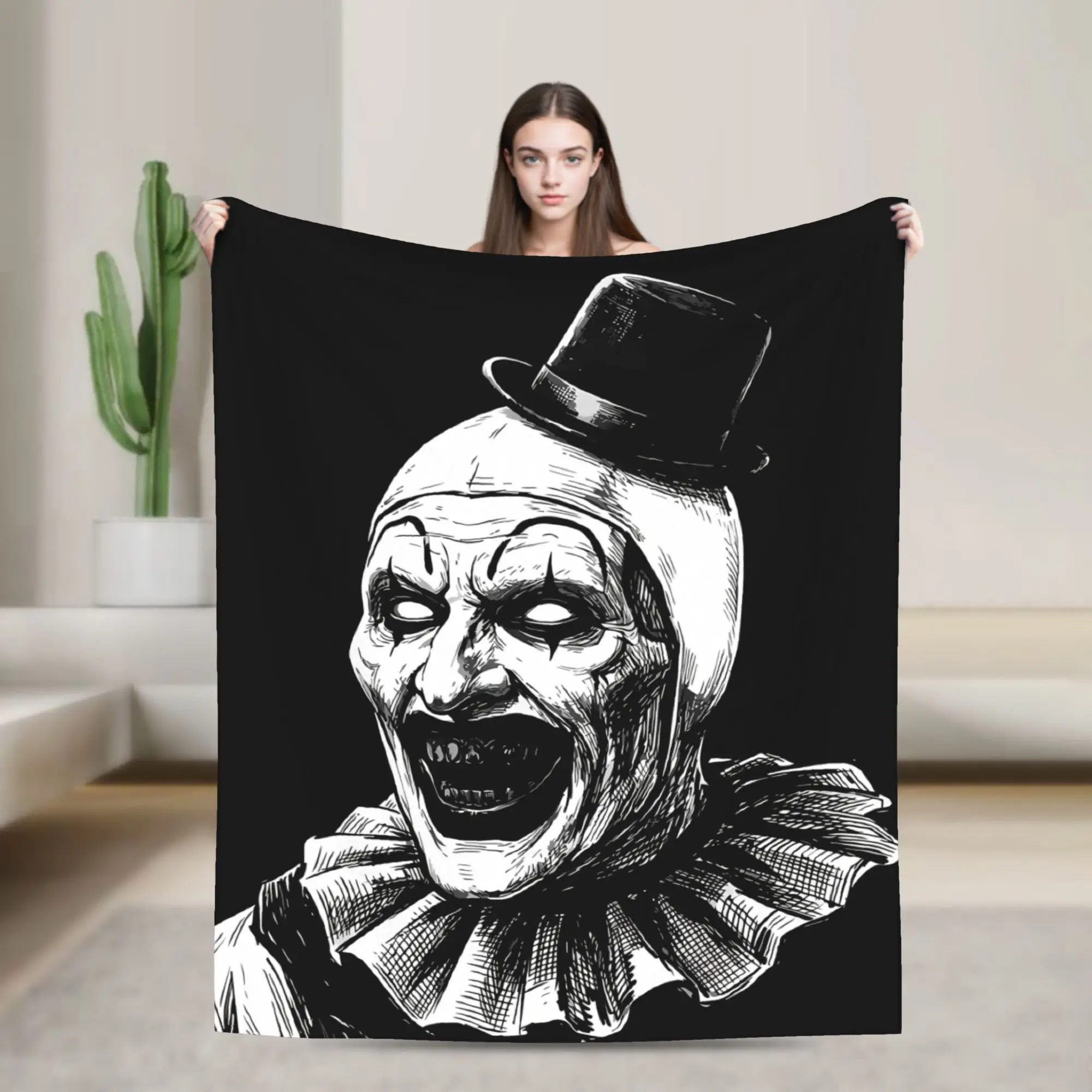 Terrifier Movie Blanket Quality Warm Soft  Throw Blanket Winter Students Outdoor Graphic Bedspread
