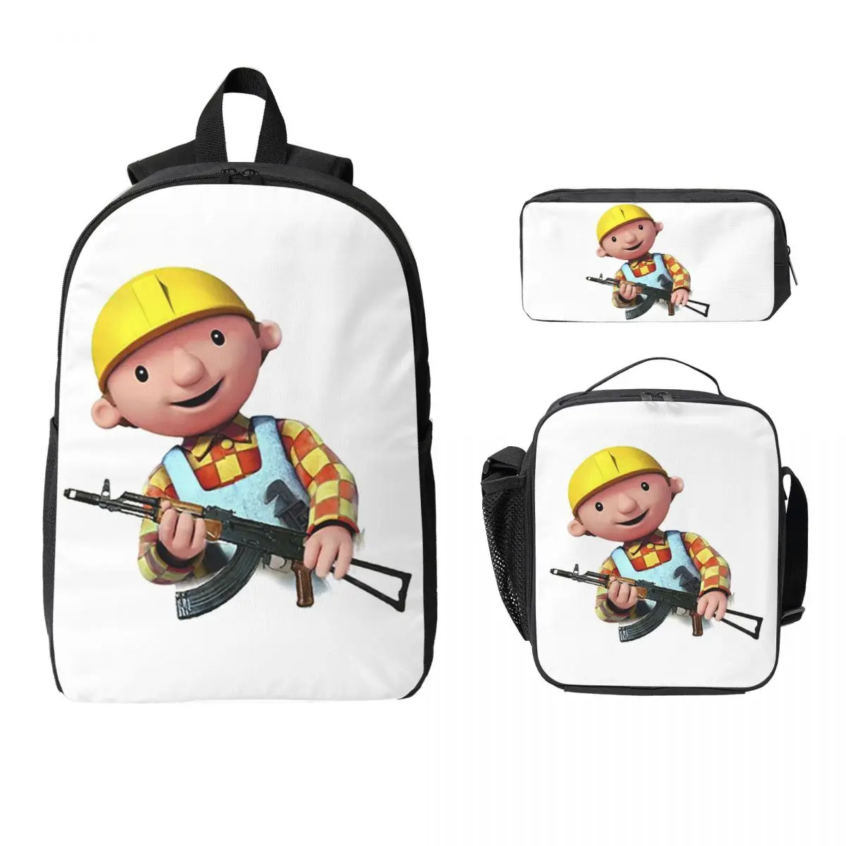 

Bob The Builder Backpack Boys Girls BookBag School Bag Laptop Shoulder Bags 3ps Insulated Lunch Bag Pencil Case