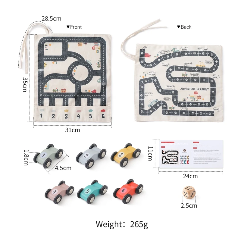 35*31cm montessori Spielzeug Baby Auto Verkehr Straßenkarte Leinwand Desktop-Matte Spiel Holzauto Eltern-Kind-Interaktion Kind Bildung Geschenk – Detail 1
