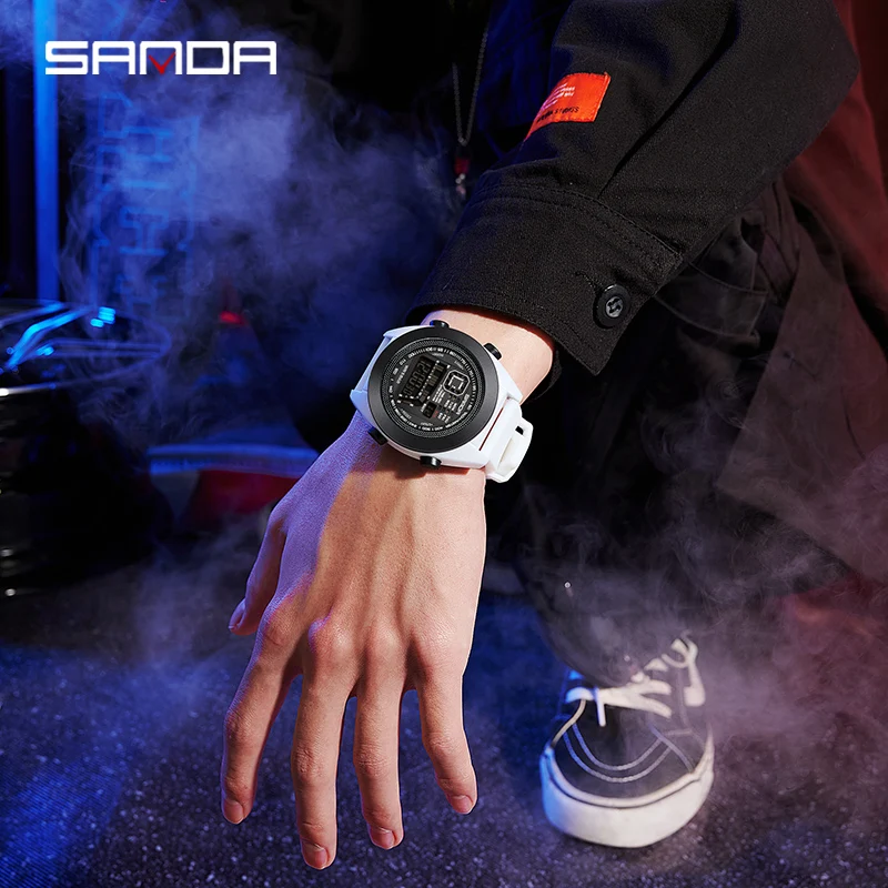 SANDA Outdoor Sport Digital Watch Fashion Waterproof Men Watches Stopwatch Shockproof Luminous Electronic Movement Sports Clock