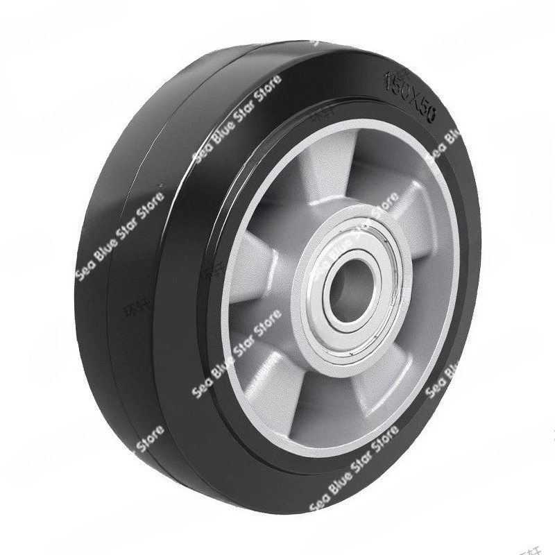 Light heavy duty aluminum core rubber wheel industrial casters 3  4   5   6 inches, high load-bearing silent noise reduction