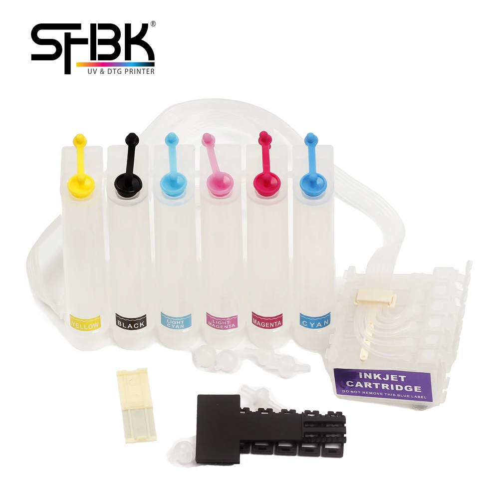 For Epson R1390 DTF printer 6 color transparent ink cartridge A3 A4 R270 R330 R290 continuous ink supply system bottle CISS
