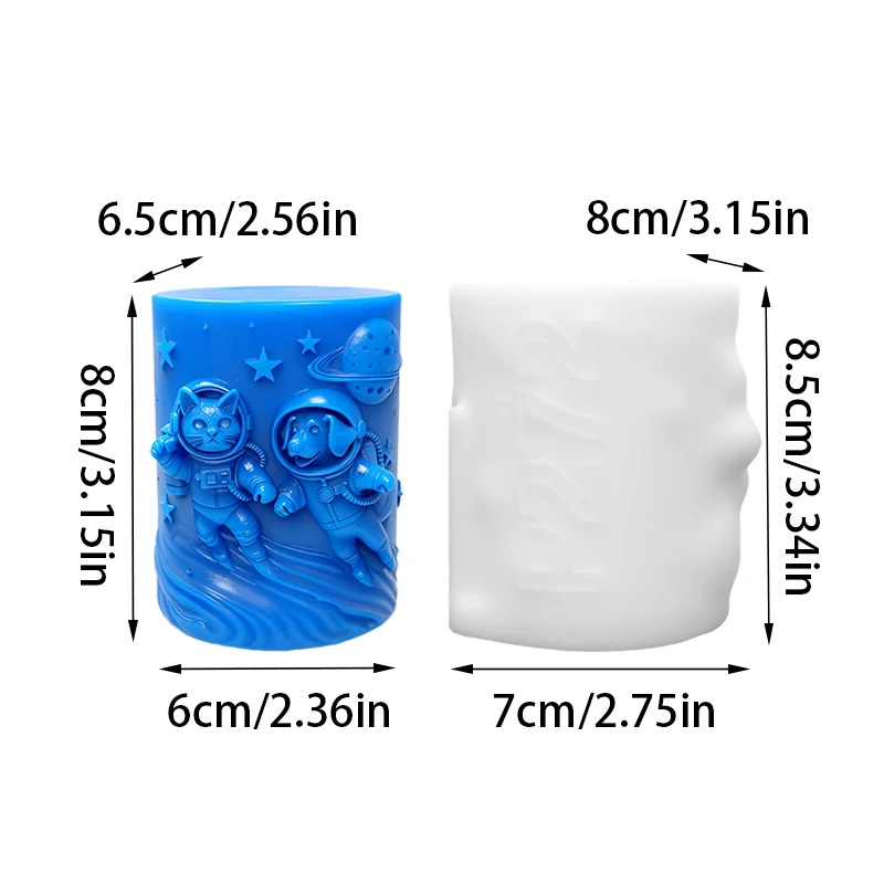 Cute Pet Space-Themed Candle Making Mold, Space Astronaut Cat and Dog Candle Silicone Mold, Starry Sky Planet Walking Sci-Fi Aromatherapy Mold