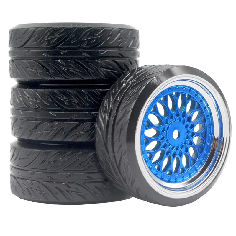 4Pcs RC 1:10 Drift Car Plastic Wheel Rim &Tyre tires For  60MM MJX 14303