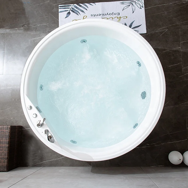Good Quality Massage Jakuzzier Outdoor Indoor Round Bathtub Freestanding Solid Surface Durable Soaking Bath Tub Whirlpool SPA