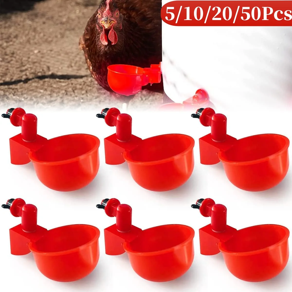 5/10/20/50Pcs Automatic Poultry Drinking Bowl Chicken Waterer Cups Duck Drinking Machine Hanging Drinking Bowls Water Dispenser