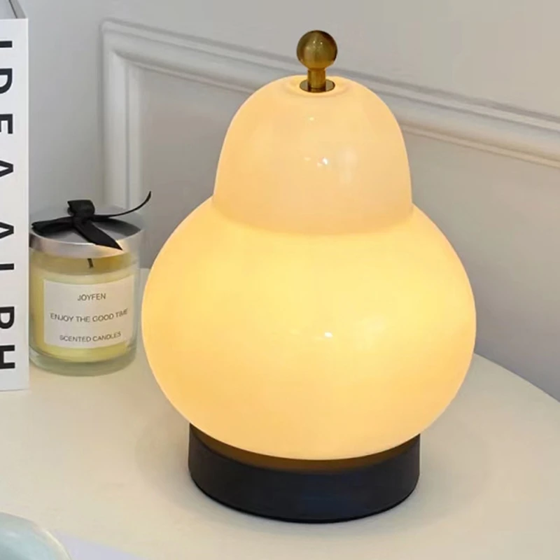 Pear Shaped Glass Table Lamp Suitable For Bedside Bedroom Study Living Room Decorative Night Light Home Decor