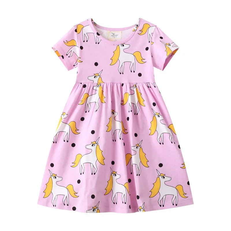 Jumping Meters New Arrival Dots Animals Embroidery Princess Girls Party Dresses Summer Short Sleeve Kids Frocks Baby Clothes