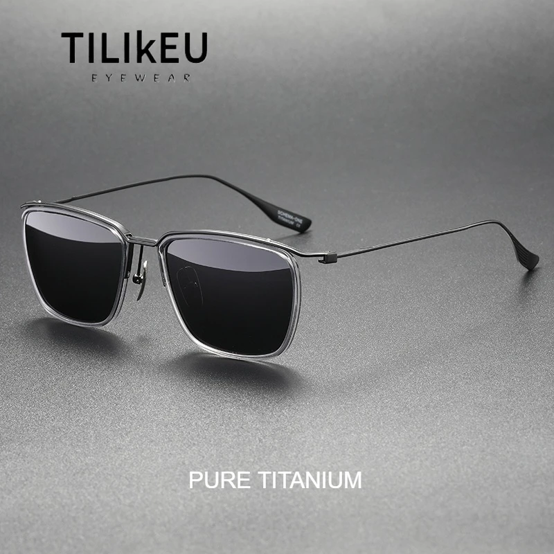 New Summer Pure Titanium Polarized Sunglasses 106 Retro Square Travel Sunscreen Driving Anti Glare UV Unisex Fishing Sun Glasses