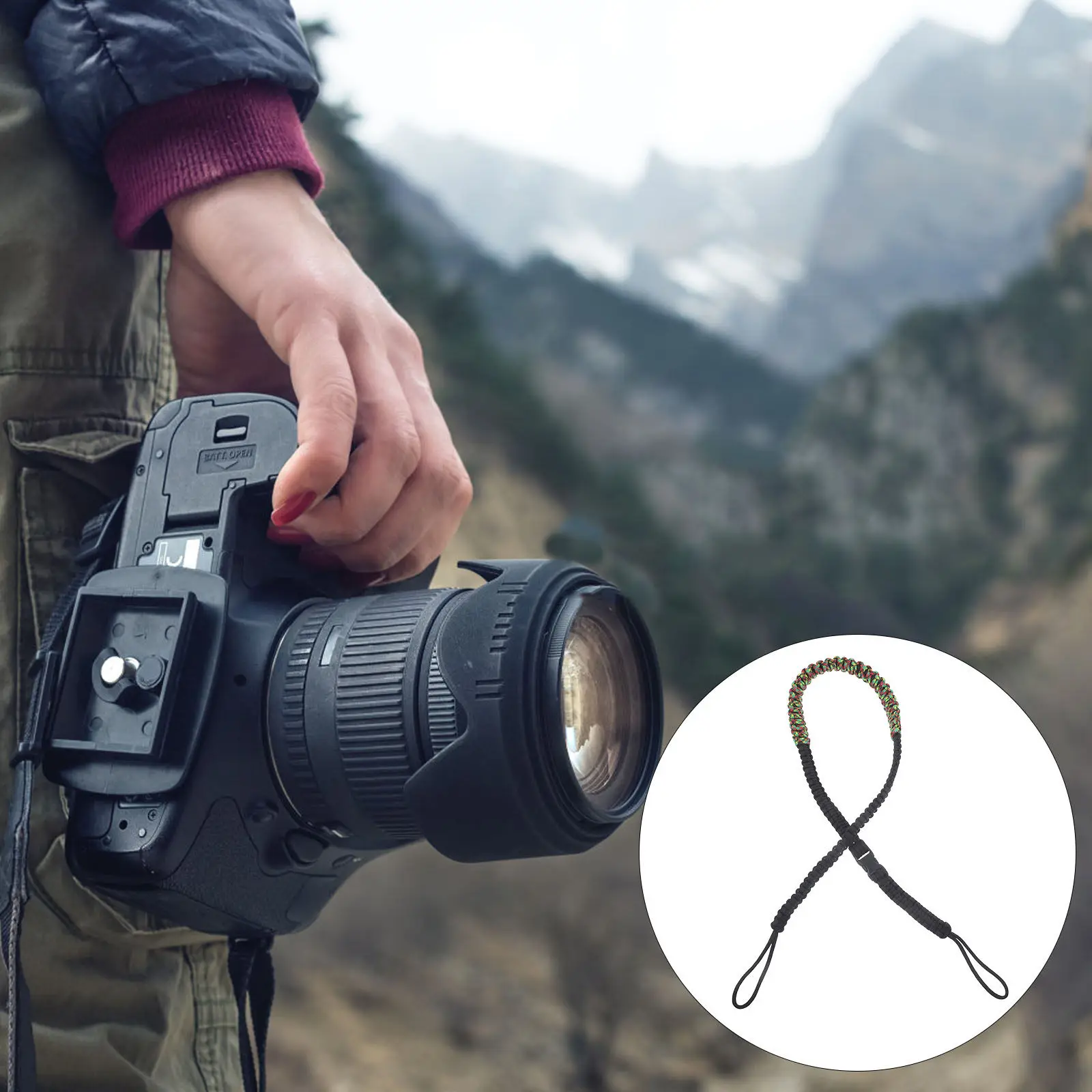 Elastic Camera Neck Strap – Adjustable Soft Wide Polyester Sling Belt for DSLR and Mirrorless Cameras