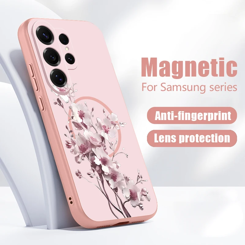Cartoon Flower Magnetic Phone Case For Samsung Galaxy S26 S25 Ultra S24 S23 FE A57 A17 A56 A37 A16 A35 A55 A15 A36 5G Back Cover