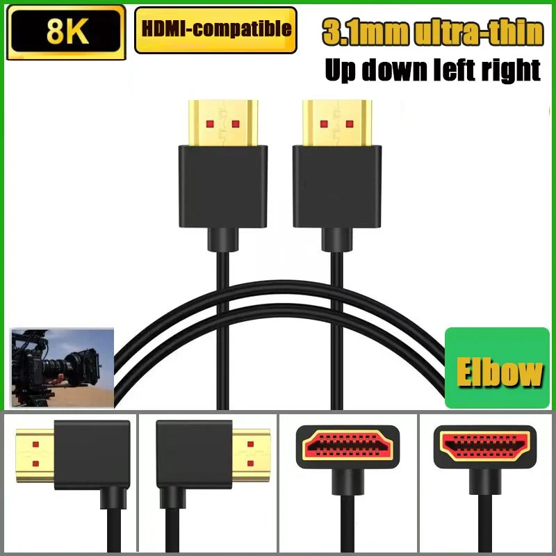 Thin For HDMI Cables Flexible Soft 8K 4K HDMI-compatible Cable Cord 8K 60Hz 48Gbps for TV/HDTV/PS5/Blu-ray/PC Monitor/Projector