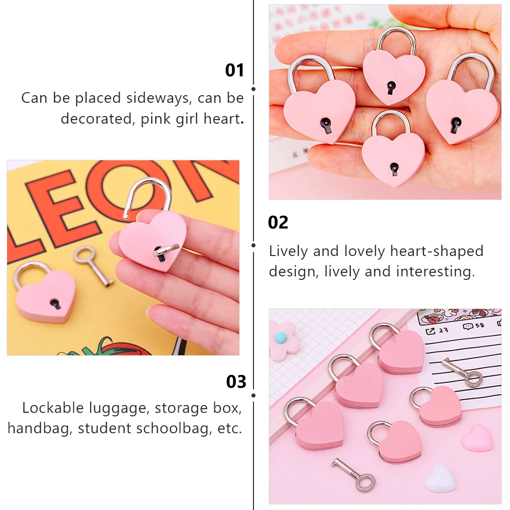 

2pcs Heart Shaped Padlock Mini Iron Locks for Suitcases Drawers Cabinets Luggage Security Portable Multi Functional Travel Lock