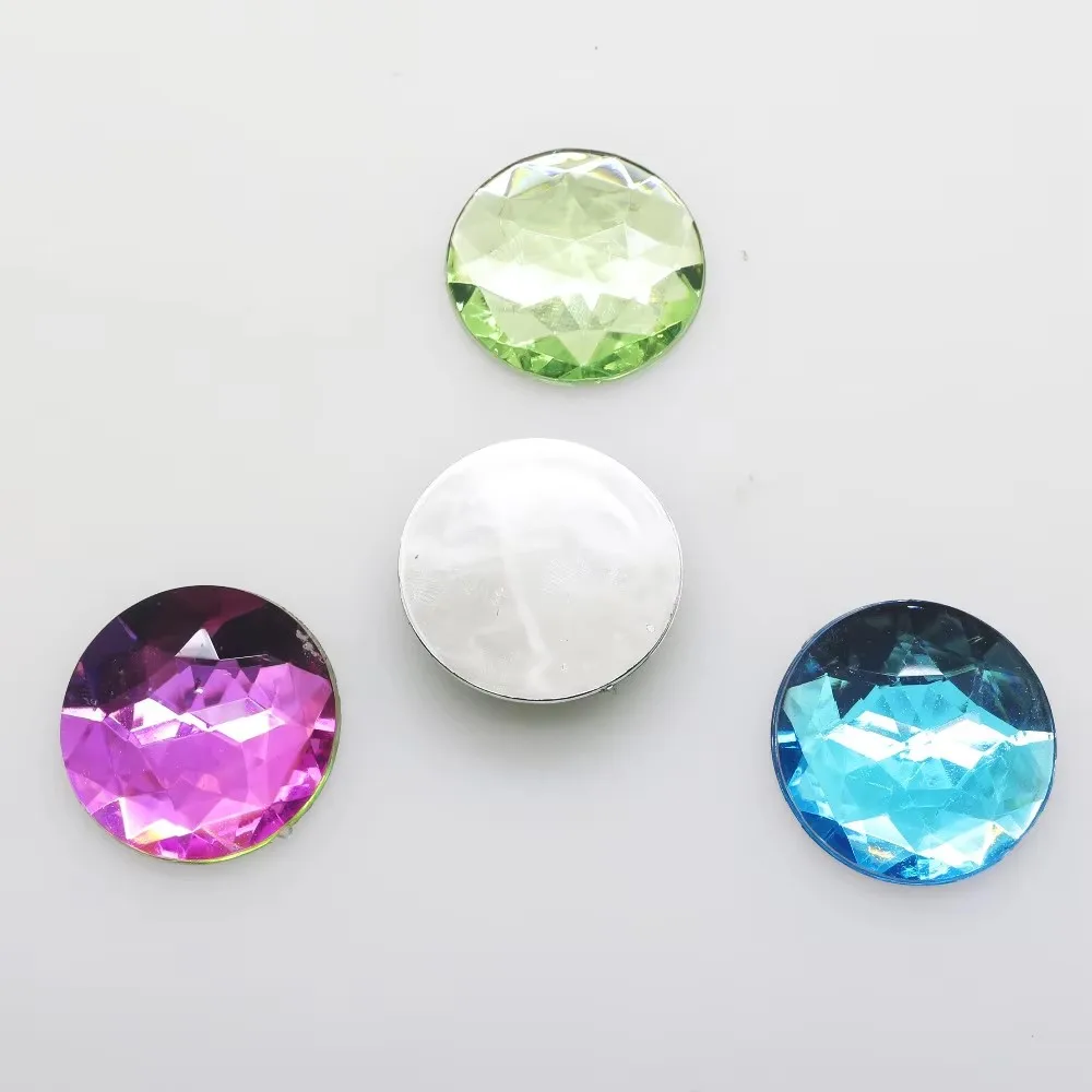Hot 20Pcs/Lot New Mix Color 30mm Wedding Dress Acrylic Rhinestone Diy Flatback Sewing Strass Glue-On accessories